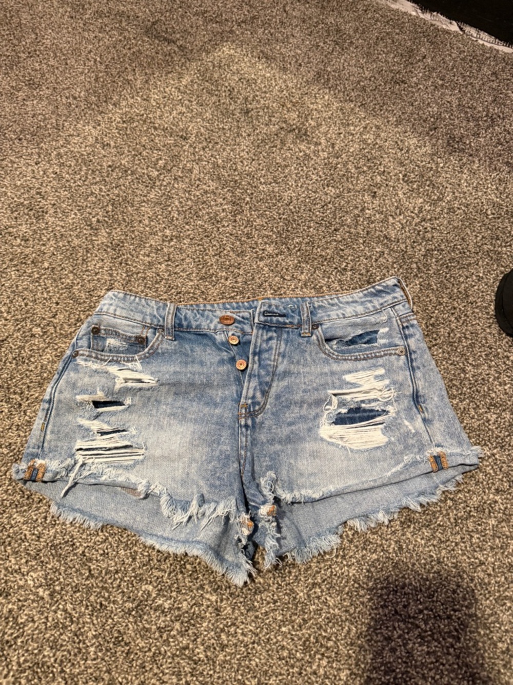 American Eagle Outfitters Light Blue Distressed Jean Shorts